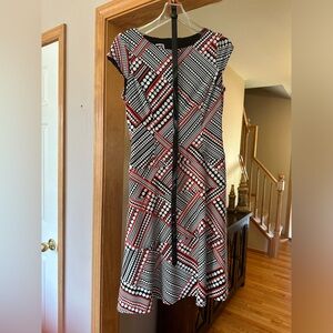 Anne Klein red, black and white dress, size 6.  Comes with original belt.